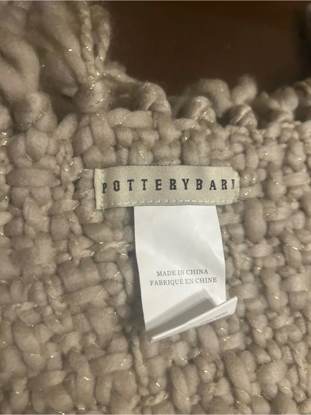 Pottery Barn metallic thread throw